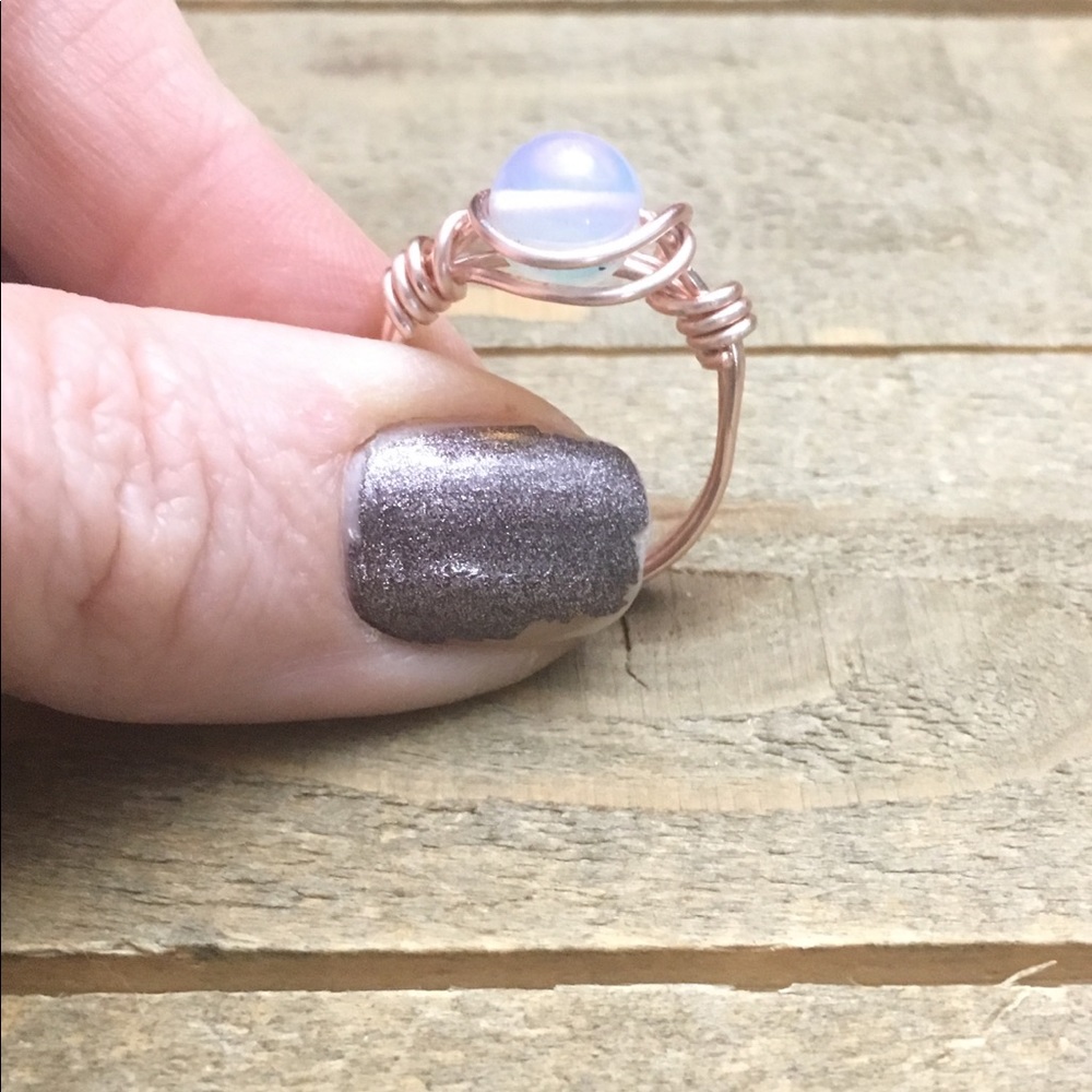 Handmade Rose Gold Opalite Ring - Picture 4 of 4